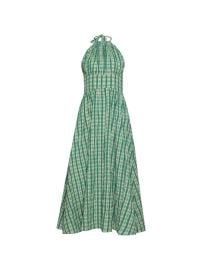 Rosie Assoulin Halterneck Checked Midi Dress | Green | FARFETCH at Farfetch